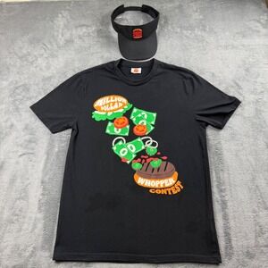 Burger King Million Dollar Whopper Contest T-Shirt & Visor Set Mens Large Black